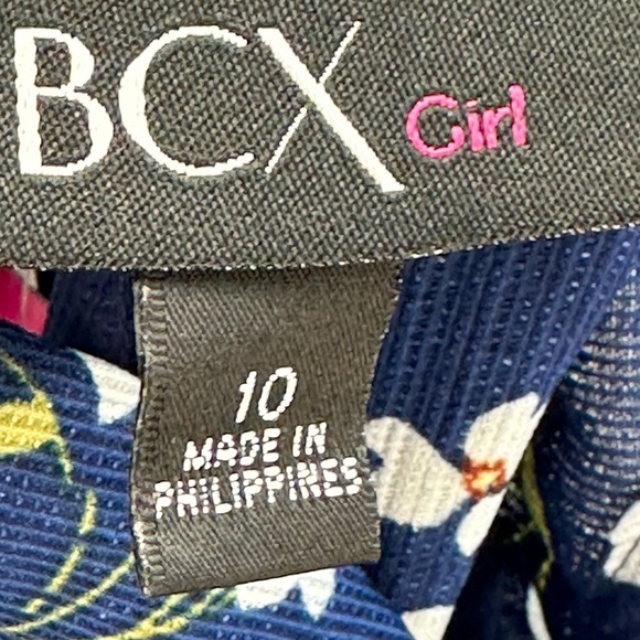 BCX Girls Sleeveless Floral Print Tank Jumpsuit - Blue White - size 10 - Picture 5 of 9